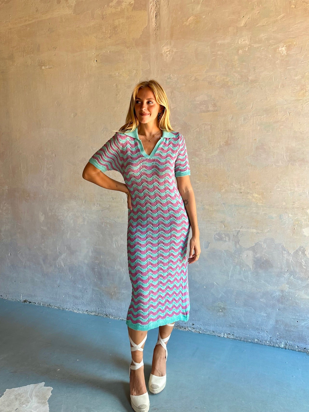 Vestido crochet rayas