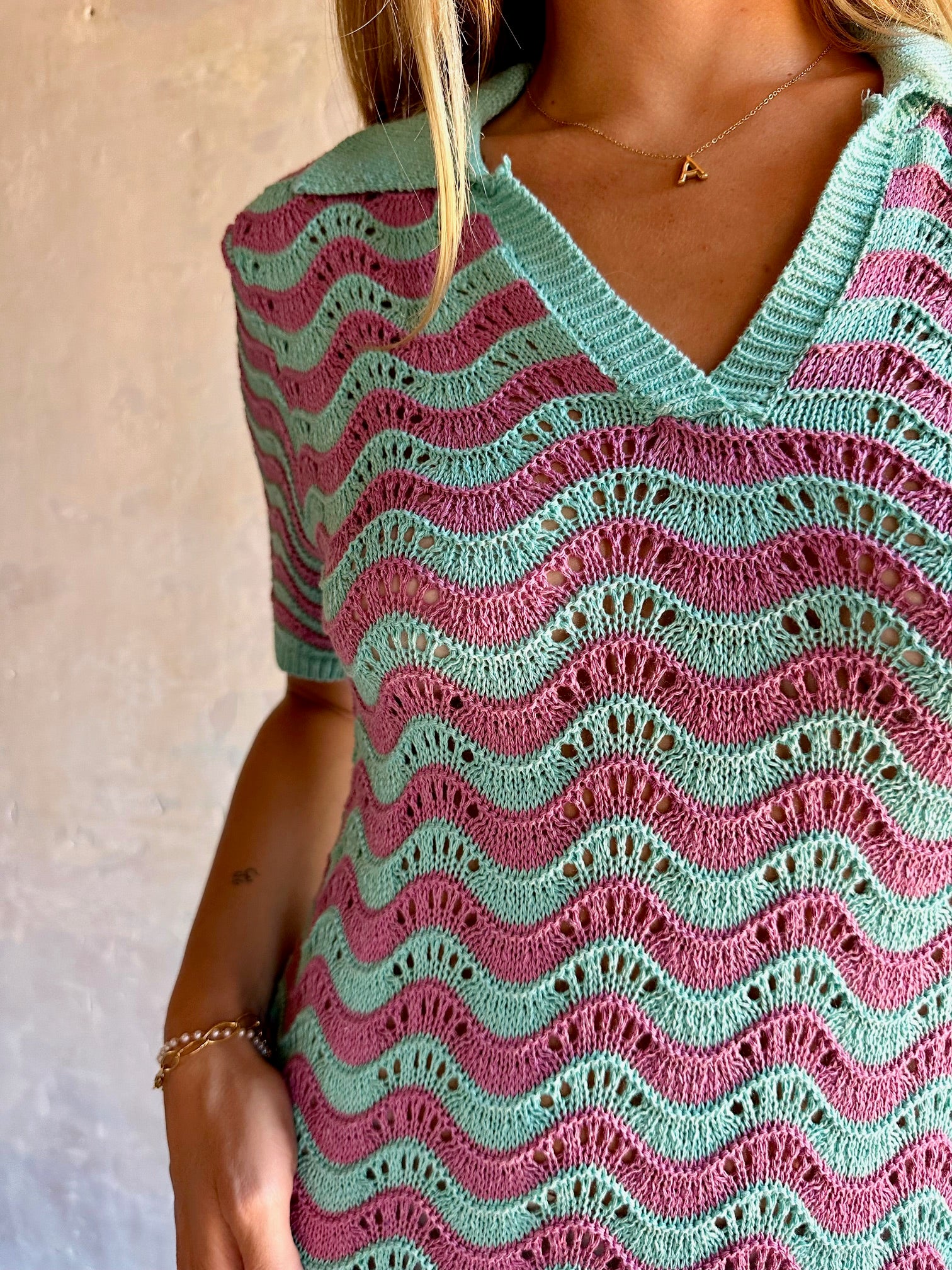 Vestido crochet rayas