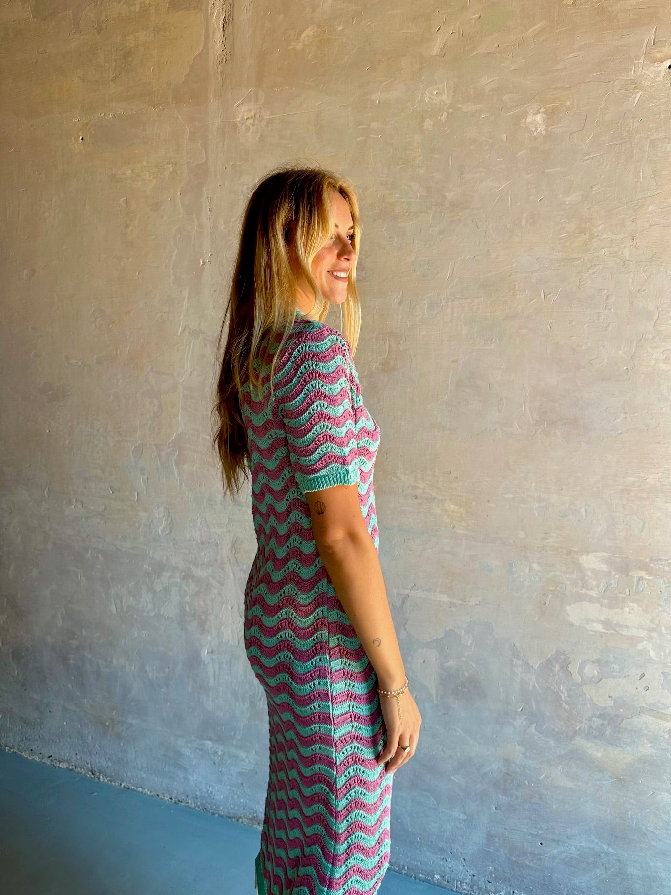 Vestido crochet rayas